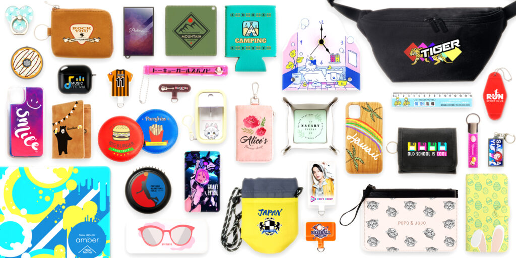 ラバーコインケース以外にも多種多様なオリジナルグッズの制作が可能