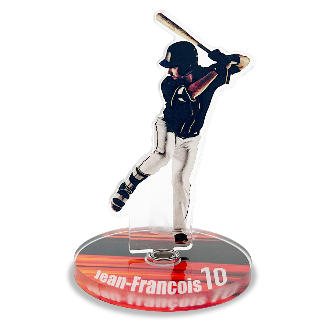 オリジナル くるくる回転アクリルスタンド
1段タイプ/スポーツ応援グッズ系
オリジナルグッズ OEM制作サンプル