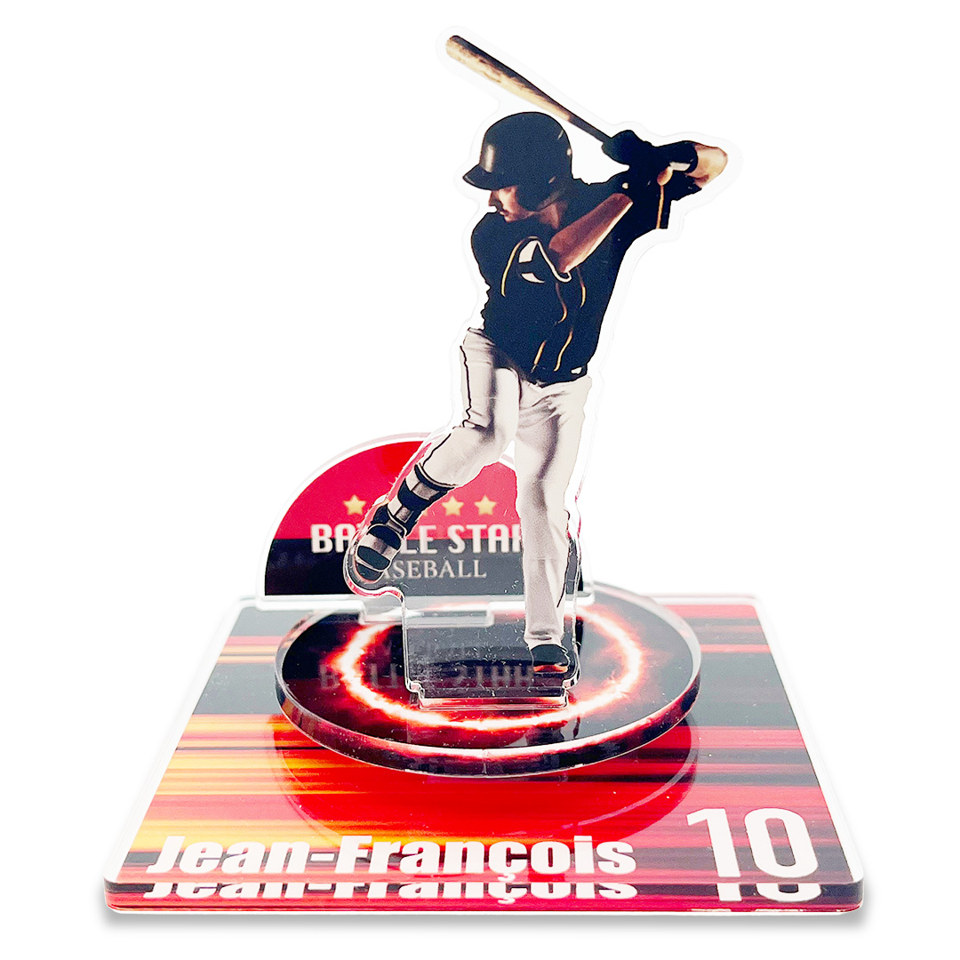 オリジナル くるくる回転アクリルスタンド
2段タイプ/スポーツ応援グッズ系
オリジナルグッズ OEM制作サンプル