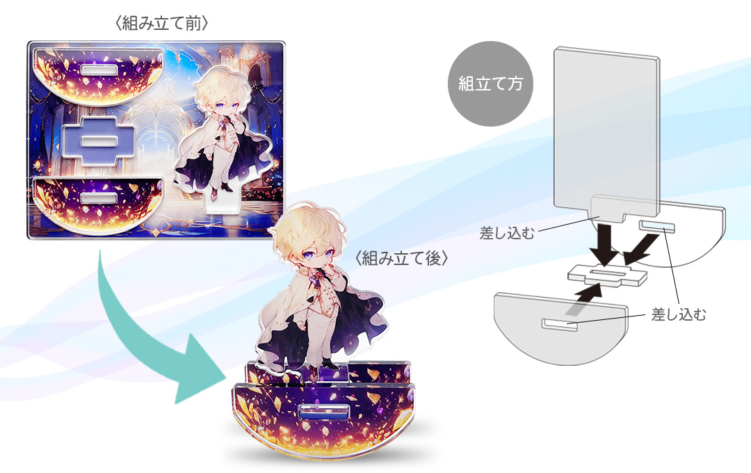 パーツを差し込むだけ!簡単組み立てで楽しめる「オリジナル ゆらゆらアクリルスタンド」です|オリジナル ゆらゆらアクリルスタンド