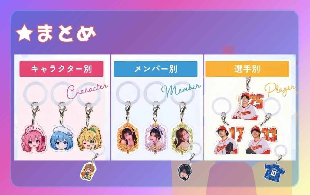 アクリルめじるしチャームのまとめ